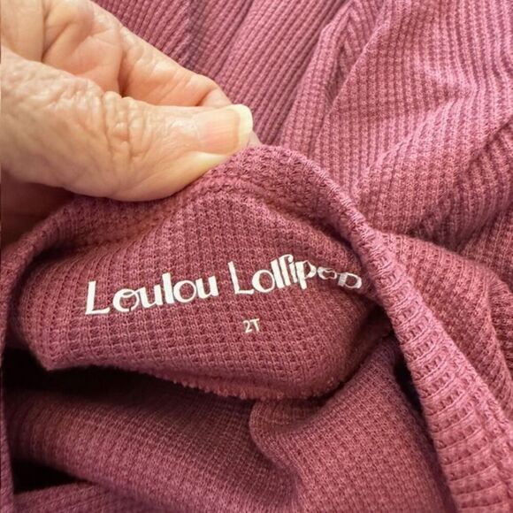 NWOT Loulou Lollipop Tencel Skater Dress Waffle Jersey Mauvewood Bow Size 2T - Picture 4 of 4